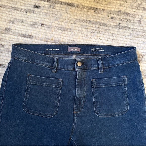 DL1961 Mara Straight Mid Rise Instasculpt Ankle Jeans Seacliff 33 - Picture 4 of 7